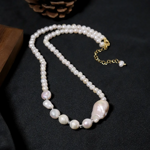 Elegant Baroque Freshwater Pearl Necklace | Timeless & Handmade