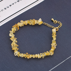 Natural Citrine Gemstone Bracelet – Handmade, Adjustable, Gold-Plated
