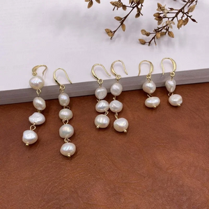 Elegant Baroque Freshwater Pearl Earrings – 18K Gold Plated Dangle Earrings | Handmade Pearl Jewelry