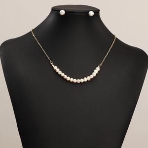 Luxury Freshwater Pearl Necklace & Stud Earrings Set – 18K Gold Plated