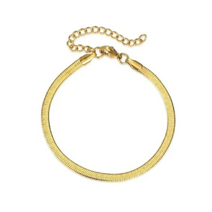Elegant 18K Gold Flat Snake Bracelet – Minimalist Jewelry