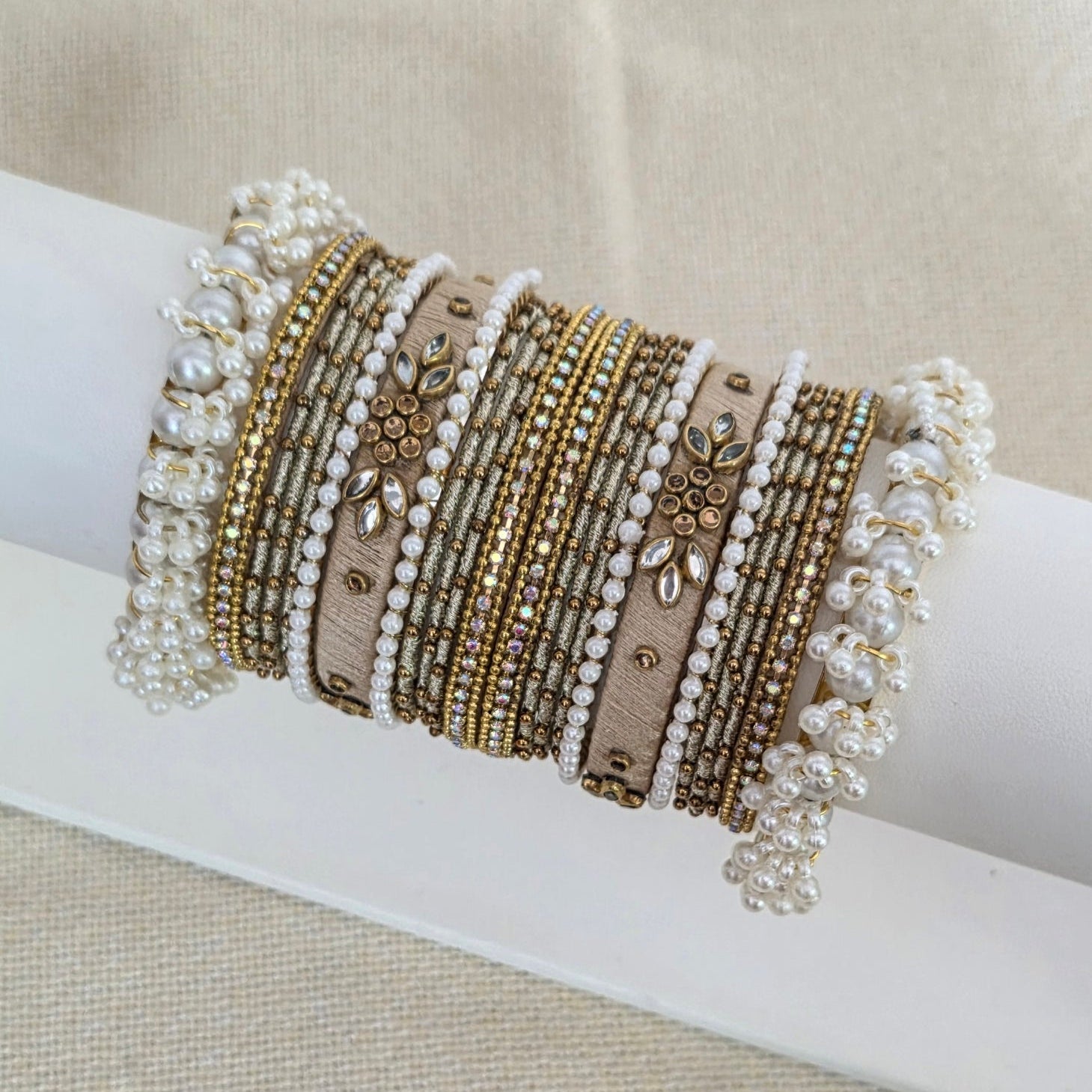 Gold & Pearl Bridal Bangle Set