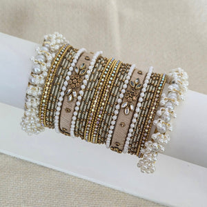 Gold & Pearl Bridal Bangle Set