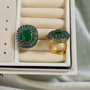green stone statement ring