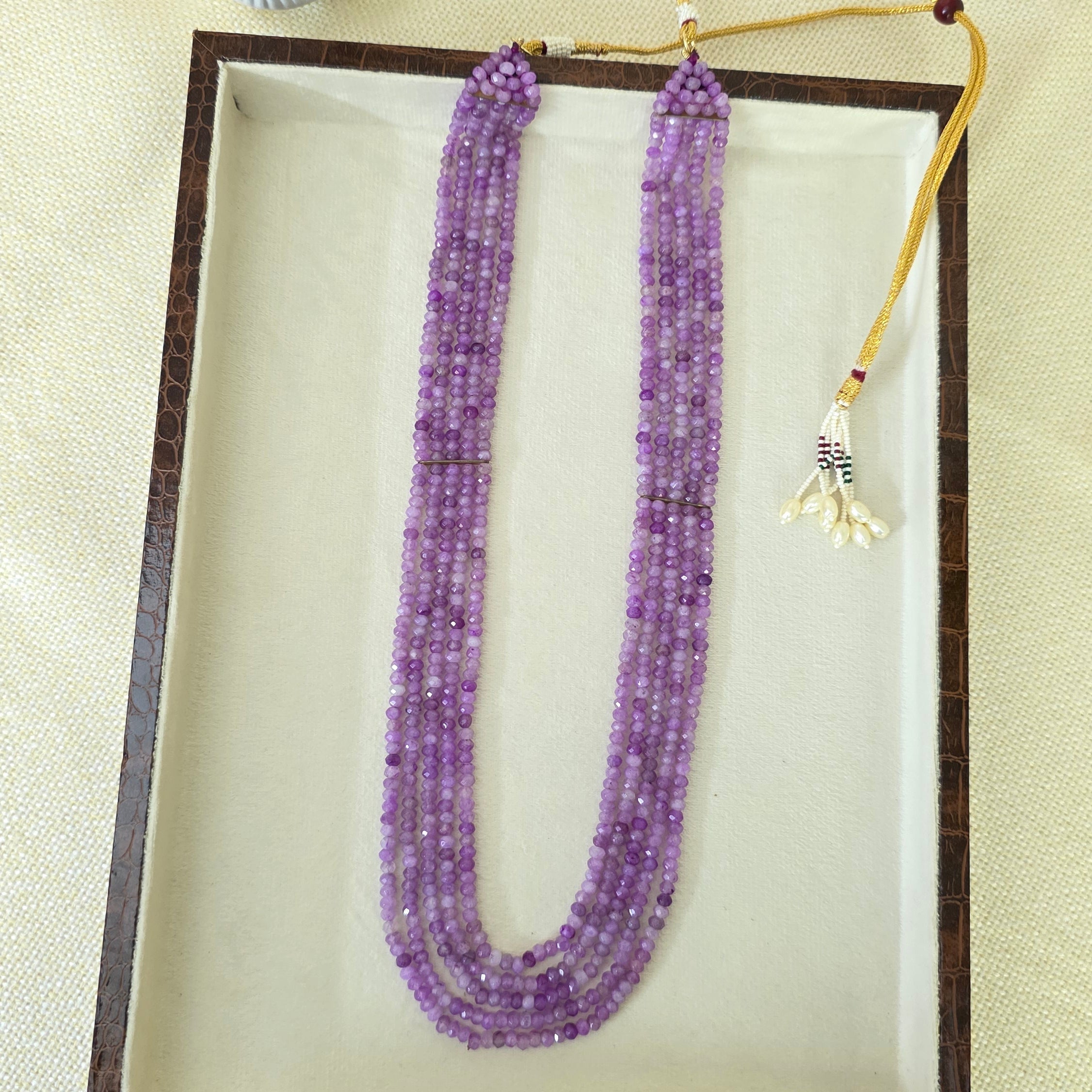 Handcrafted Amethyst multi-layer beaded necklace by Urban Gear, luxury purple gemstone jewelry for women