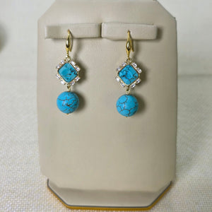 Gold plated turquoise earrings handmade jewelry