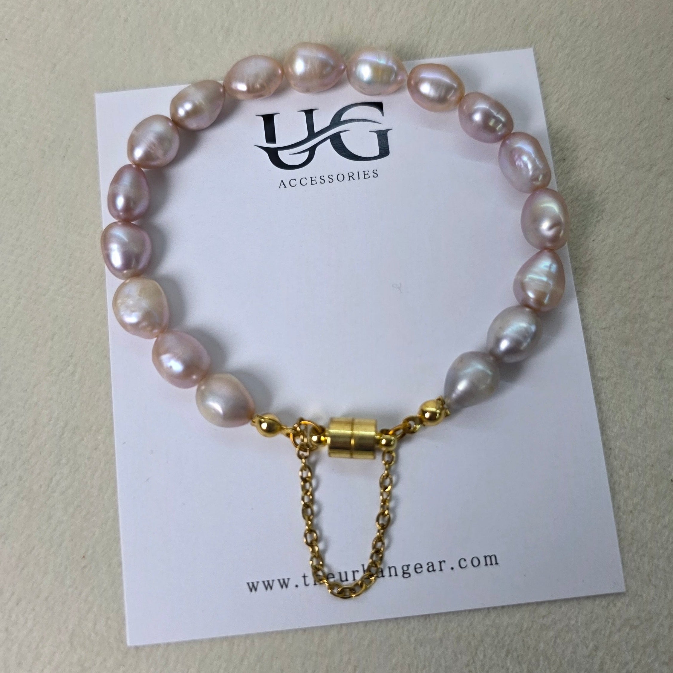 Pink freshwater baroque pearl bracelet for women