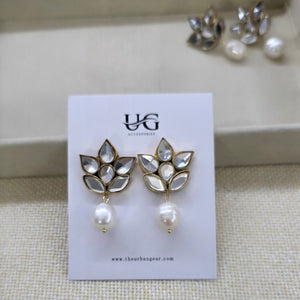 Gold plated kundan pearl earrings for women