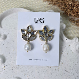 Gold plated kundan pearl earrings for women