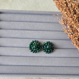 Ruby emerald earrings pure chandi silver base