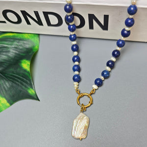 lapis lazuli pearl necklace