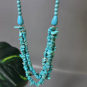 Natural Turquoise Multi Strand Gemstone Necklace for Women
