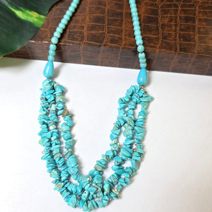 Natural Turquoise Multi Strand Gemstone Necklace for Women