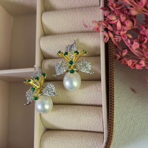 Freshwater Pearl Floral Earrings in 925 Sterling Silver
