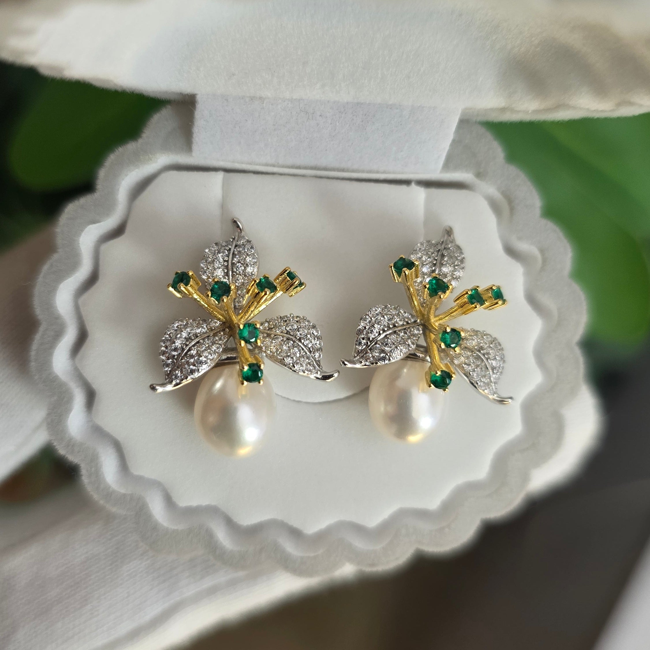 Freshwater Pearl Floral Earrings in 925 Sterling Silver