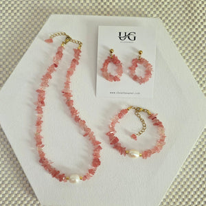 Cherry Quartz Necklace Set