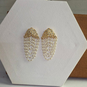 Luxury Kundan Pearl Chain Tassel Earrings