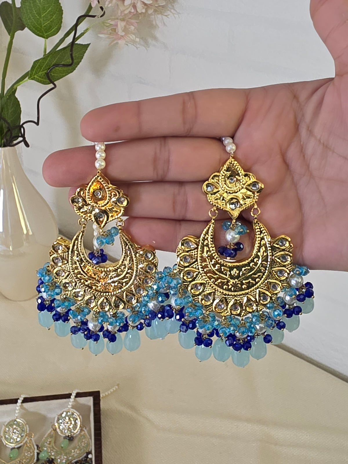 Gold Plated Thappa Kundan Earrings | Urban Gear