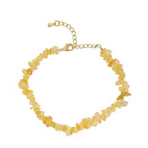 Natural Citrine Gemstone Bracelet – Handmade, Adjustable, Gold-Plated