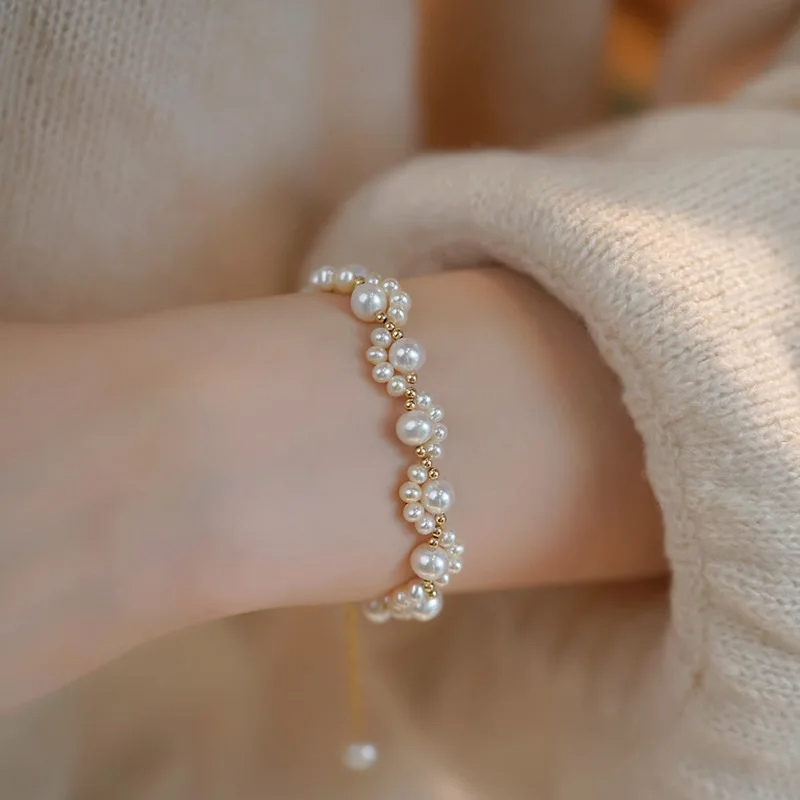 Elegant Gold-Plated Imitation Pearl Bracelet – Adjustable Handmade Jewelry