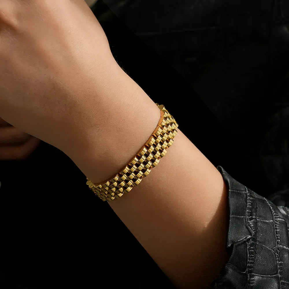 Bold Link Chain Bracelet – Stainless Steel, Gold Plated