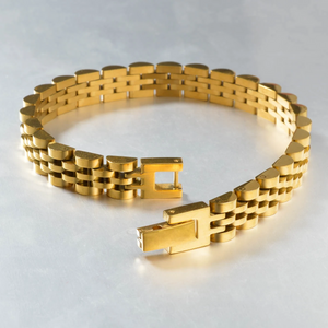 Bold Link Chain Bracelet – Stainless Steel, Gold Plated