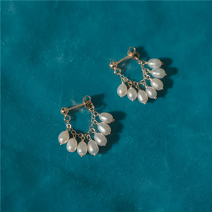 Freshwater Pearl Hoop Earrings – 18K Gold-Plated Dangle Earrings for Women