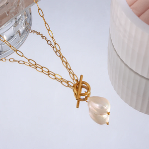 Gold-Plated Freshwater Pearl Pendant Necklace