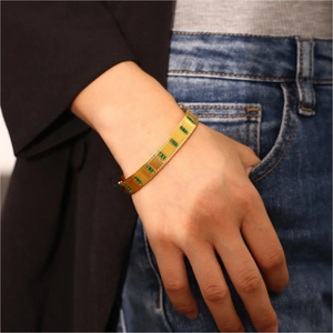 Elegant gold-plated bracelet with green rectangular stones made of stainless steel – Urban Gear Jewelr