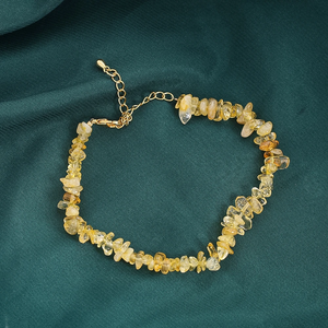 Natural Citrine Gemstone Bracelet – Handmade, Adjustable, Gold-Plated