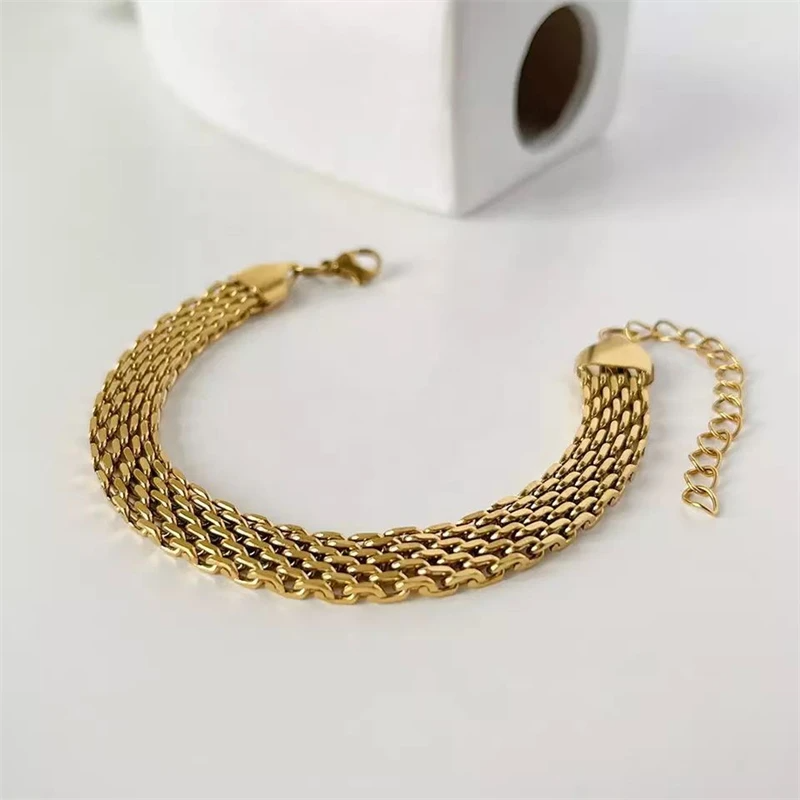Bold 18K Gold Wide Chain Bracelet – Unisex Statement Piece