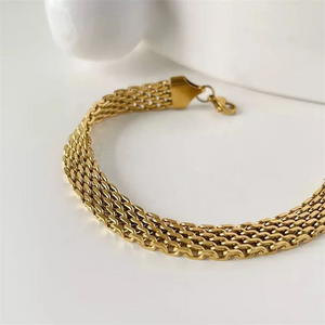 Bold 18K Gold Wide Chain Bracelet – Unisex Statement Piece