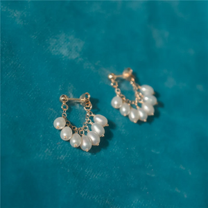 Freshwater Pearl Hoop Earrings – 18K Gold-Plated Dangle Earrings for Women