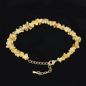Natural Citrine Gemstone Bracelet – Handmade, Adjustable, Gold-Plated