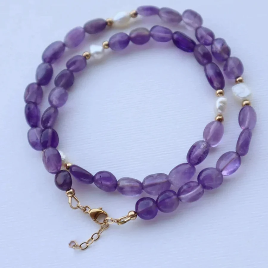 Amethyst & Freshwater Pearl Bracelet – Elegant Handmade Gemstone Jewelry