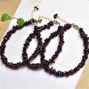 Handmade Natural Garnet Beaded Bracelet – Elegant Red Gemstone Jewelry