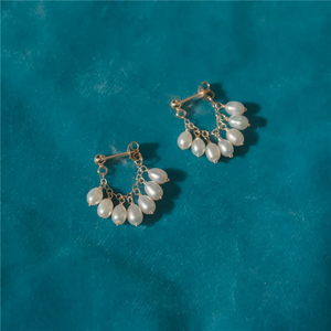 Freshwater Pearl Hoop Earrings – 18K Gold-Plated Dangle Earrings for Women