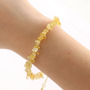 Natural Citrine Gemstone Bracelet – Handmade, Adjustable, Gold-Plated