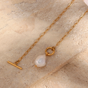Gold-Plated Freshwater Pearl Pendant Necklace