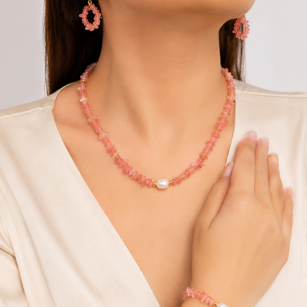 Cherry Quartz Necklace Set