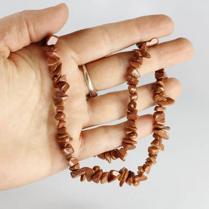 Handmade Sandstone Gemstone Necklace with Gold-Plated Toggle Clasp