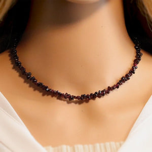 Elegant Natural Garnet Necklace – Handmade Red Gemstone Beaded Jewelry
