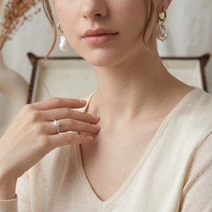 Freshwater pearl drop earrings gold hoops