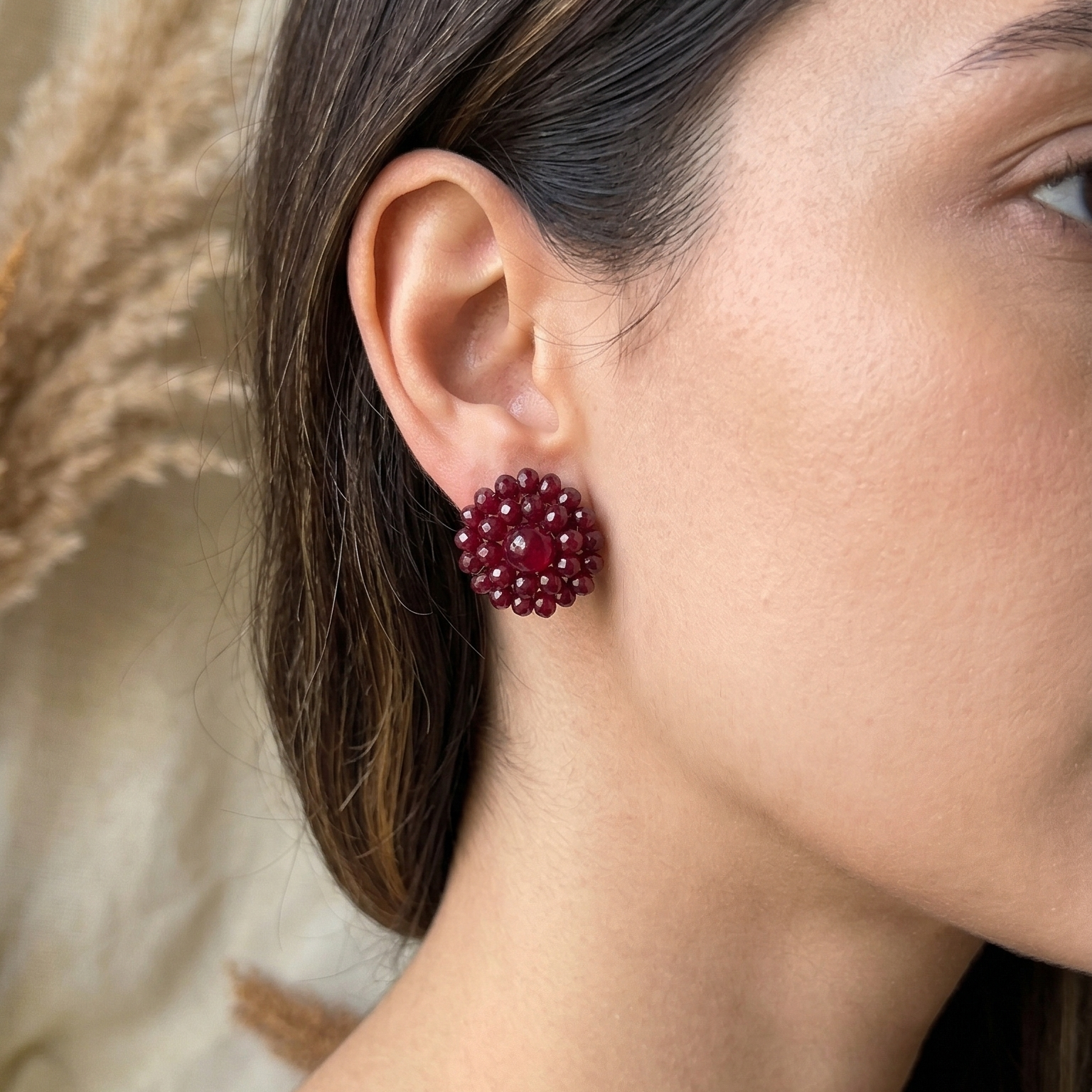 Ruby emerald earrings pure chandi silver base