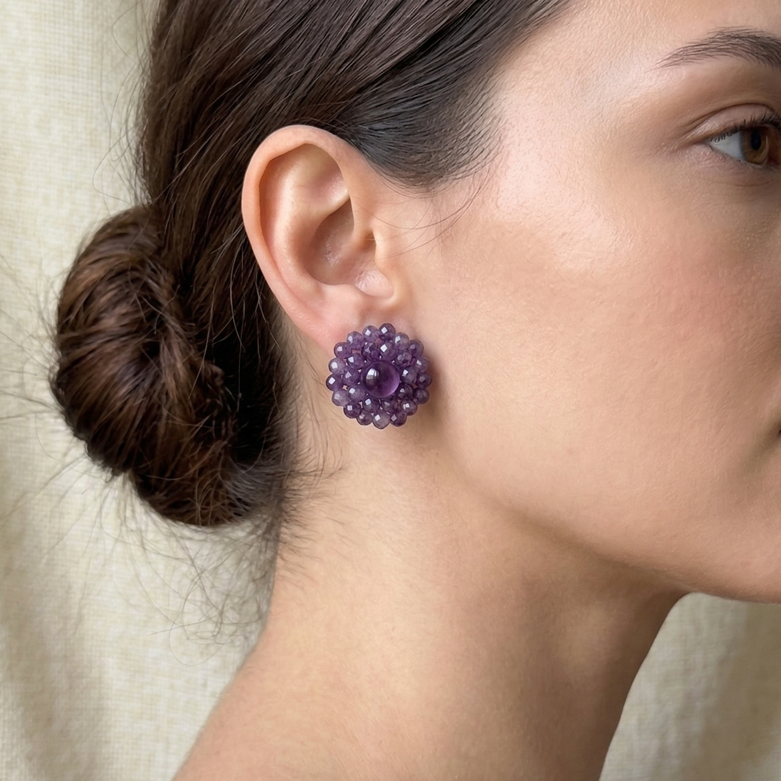 Sapphire amethyst earrings in silver