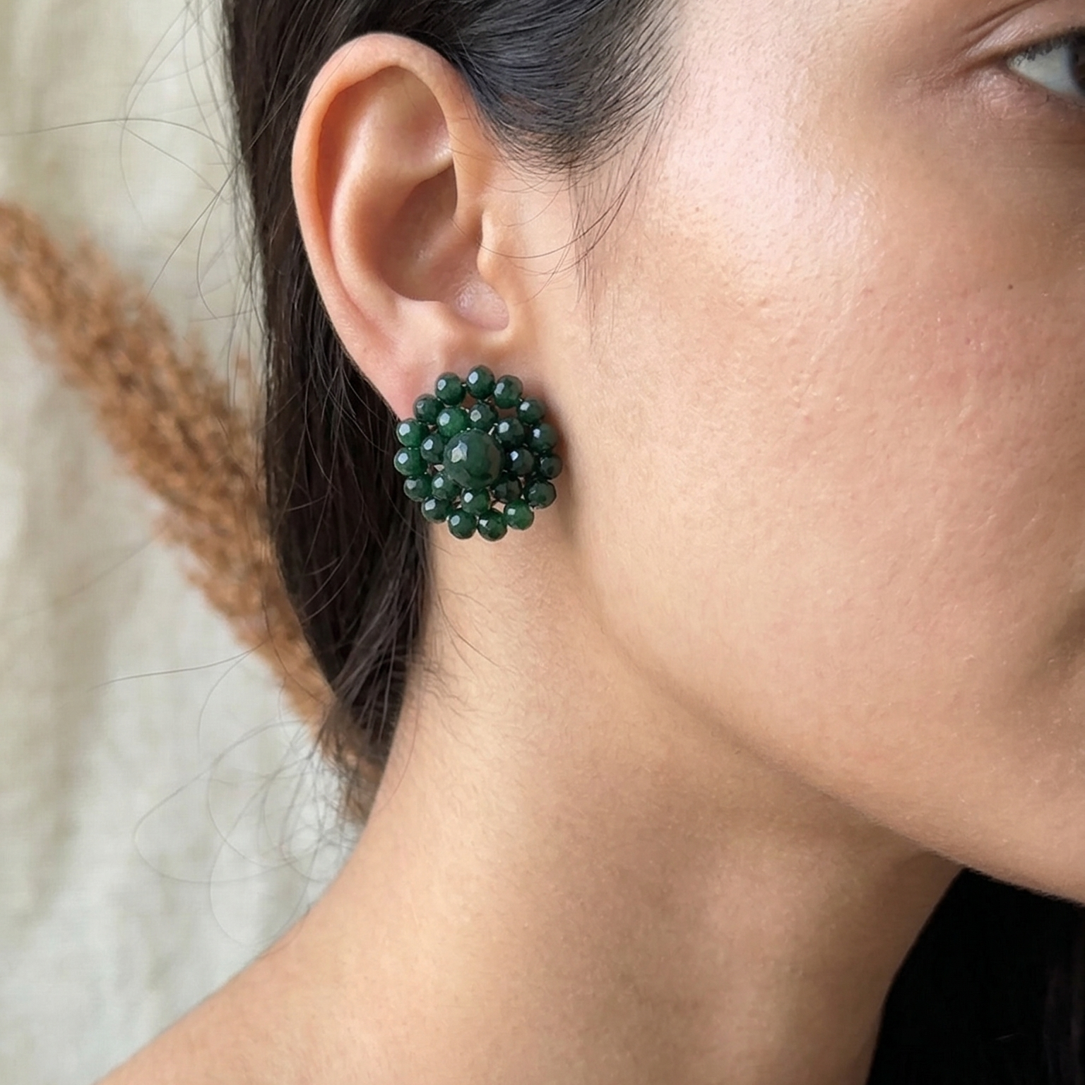 Ruby emerald earrings pure chandi silver base