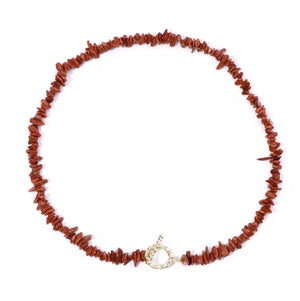Handmade Sandstone Gemstone Necklace with Gold-Plated Toggle Clasp
