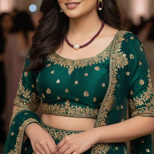 by beaded necklace set with natural freshwater pearl and matching earrings