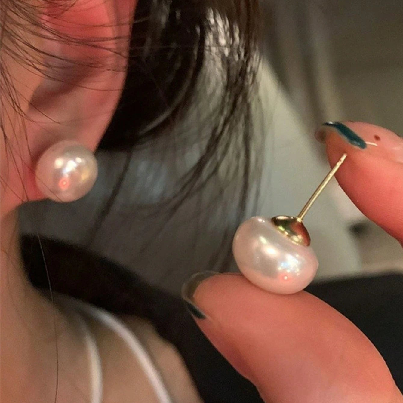 Gold Plated Pearl Stud Earrings for Women