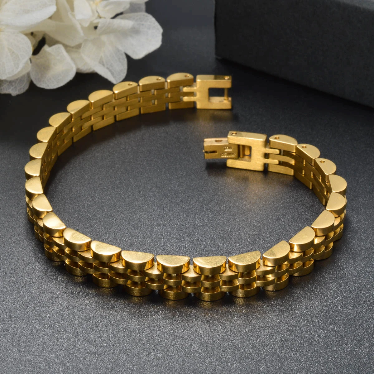 Bold Link Chain Bracelet – Stainless Steel, Gold Plated